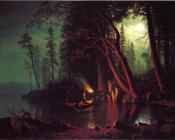 阿尔伯特 比尔施塔特 : Lake Tahoe Spearing Fish by Torchlight